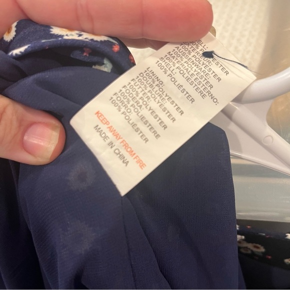 Glamorous Tall navy blue long sleeve midi wrap dress size 10 - Picture 10 of 12